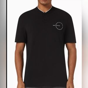 Armani Exchange Black Henley Mens Shirt Xxl Fits Small